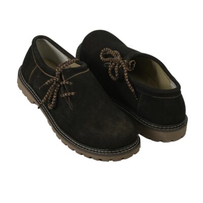 Angled side view of Stagwalk Lederhosen Footwear highlighting premium suede finish and sturdy lace detailing.