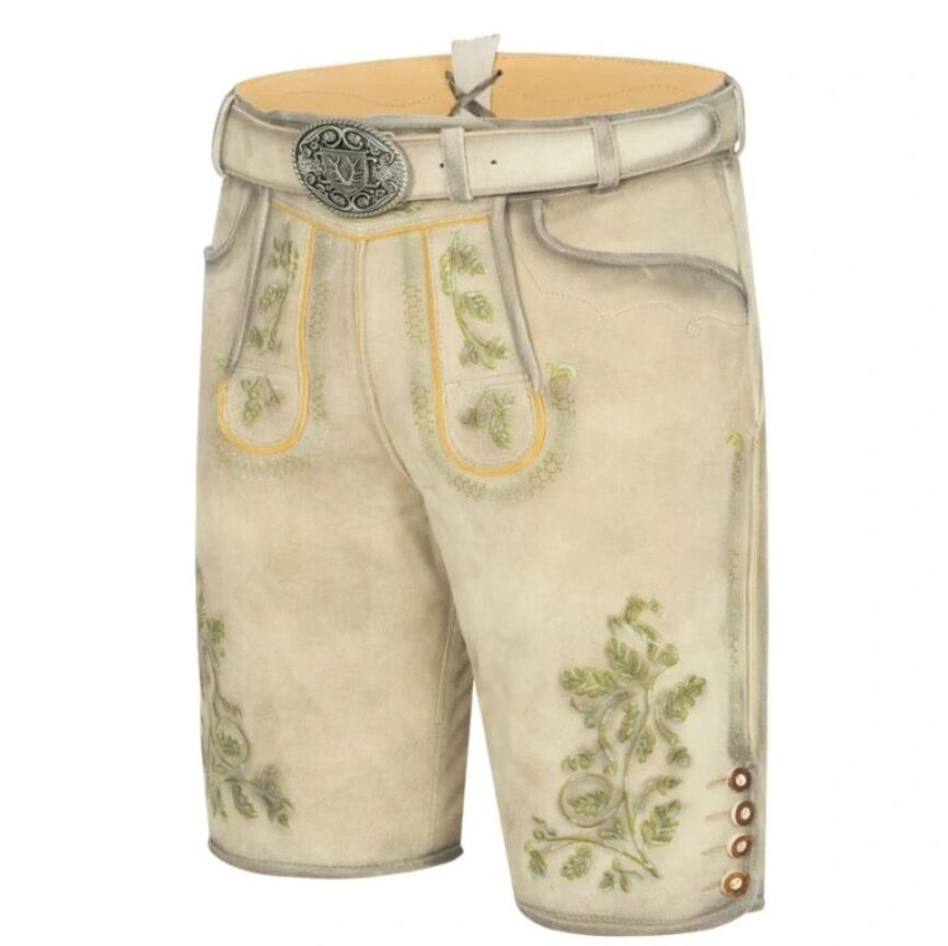 Back-side view of Alpine Breeze lederhosen with clean stitching and classic curve seam