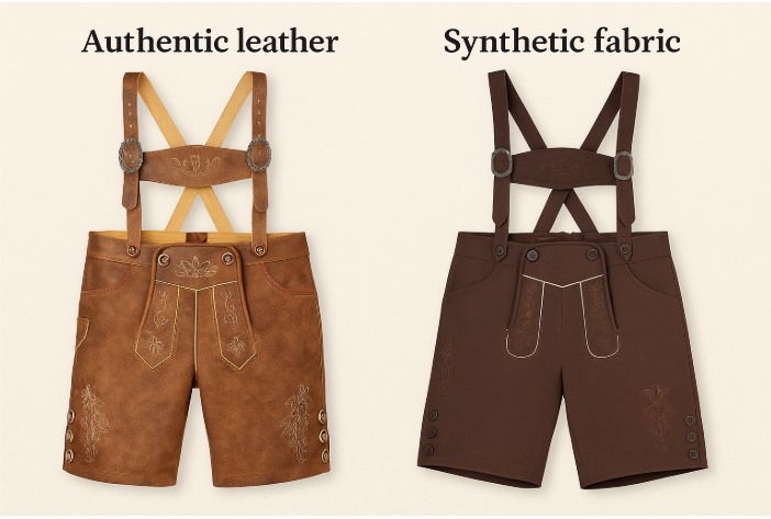 difference between leather and synthetic lederhosen