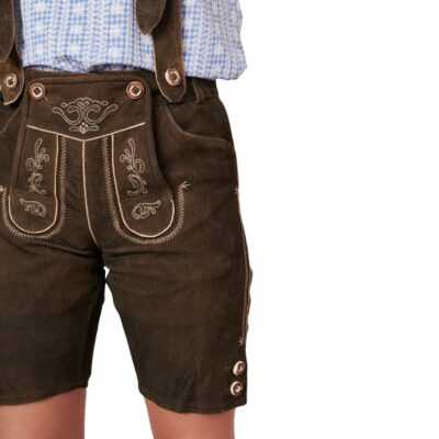 Angled front view showing traditional Bavarian-style embroidery and button detailing.