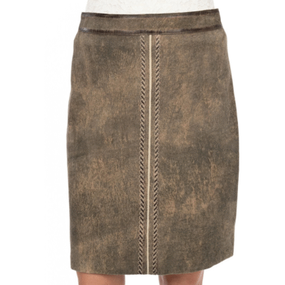 Heidi Lederhosen skirt in brown suede – front view