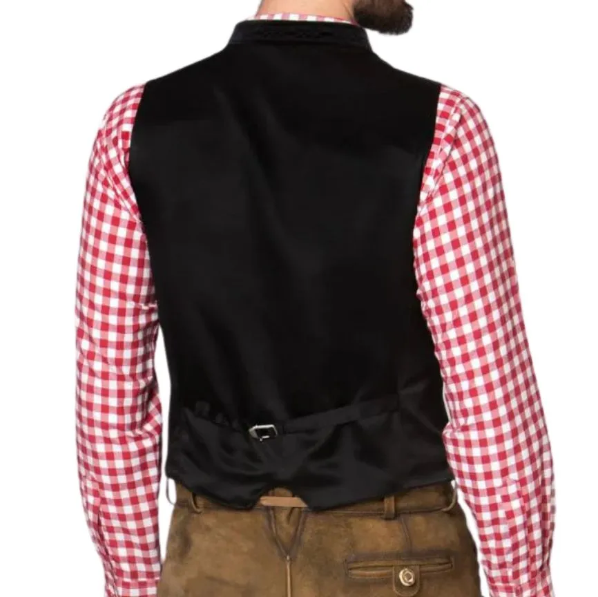 Rear view of Matthias Black Vest with adjustable back strap